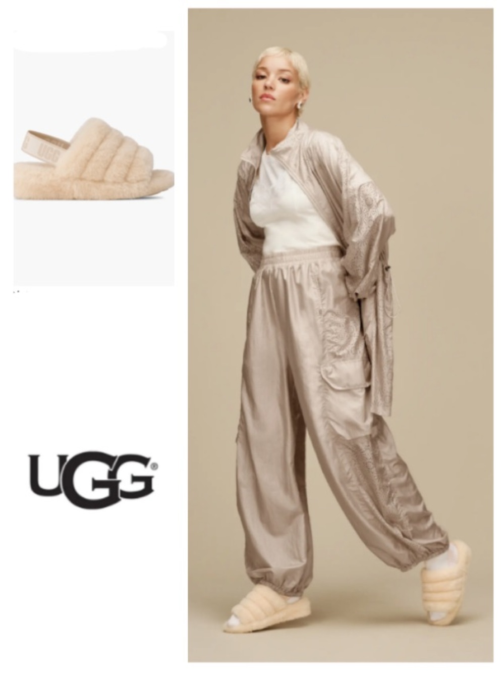 UGG Fluff Yeah Genuine Shearling Slingback Sandal in Ivory (7)